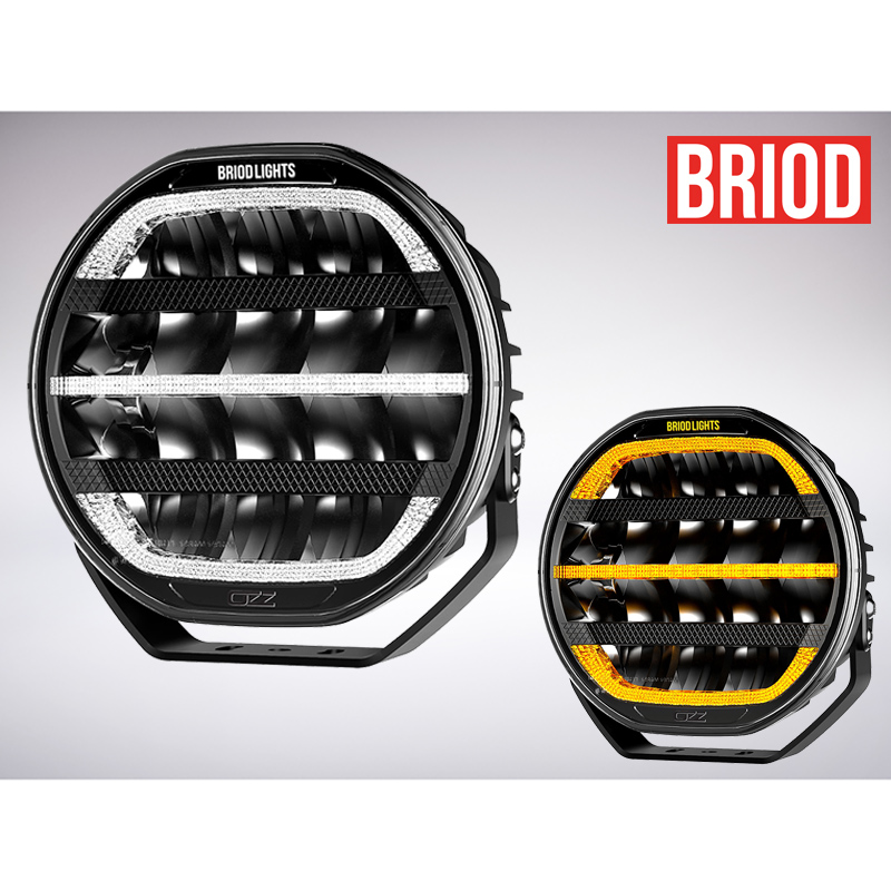 BRIOD LIGHTS 丸型LEDスポットライト OZZ 9"インチ(ブラック) アンバー&ホワイト ポジションライト付き