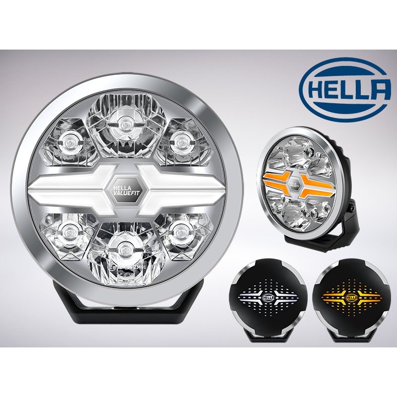 HELLA 丸型スポットライト バリューフィット BLADE 9" CHROME LED アンバー&ホワイト ポジションライト付き