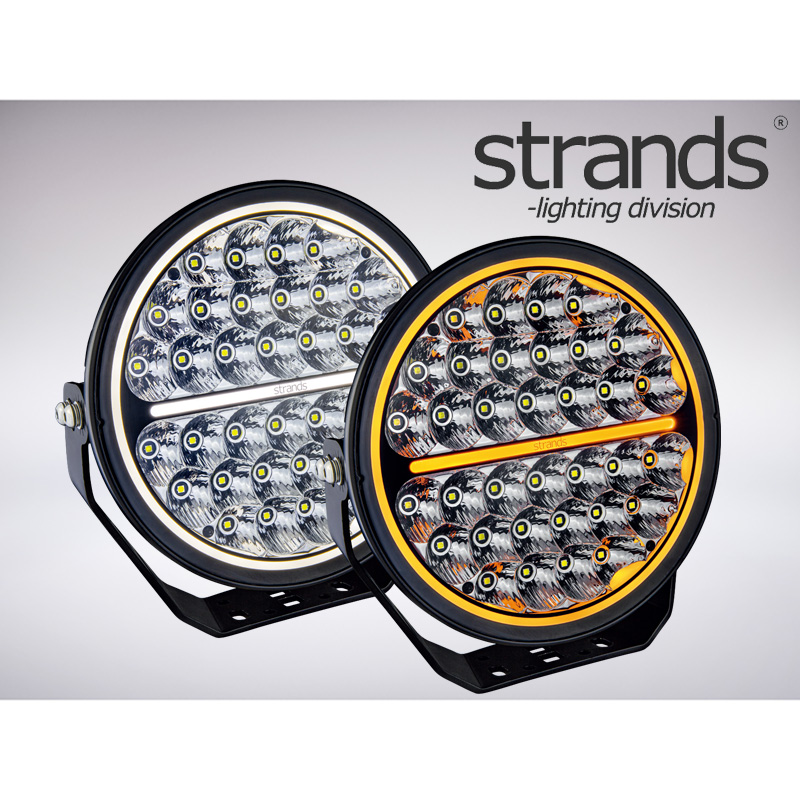 Strands 丸型LEDスポットライト SIBERIA Night Ranger 9" LED アンバー&ホワイト ポジションライト付き