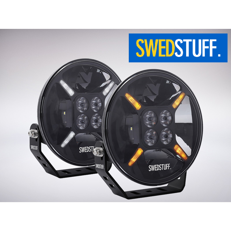 SWEDSTUFF 丸型LEDスポットライト LDL-01 9" LED アンバー&ホワイト ポジションライト付き